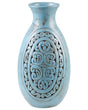 Tall Decorative Vase Turquoise Terracotta 51 cm Handmade Painted Floor Vase Greek-Inspired Beliani