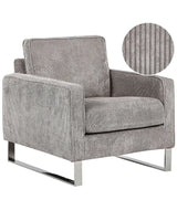 Armchair Grey Corduroy Sled Silver Legs Modern Living Room Beliani
