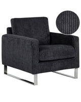 Armchair Black Corduroy Sled Silver Legs Modern Living Room  Beliani