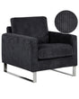 Armchair Black Corduroy Sled Silver Legs Modern Living Room  Beliani