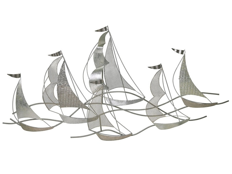 Wall Decor Boats Silver Metal Wall Art Modern Style Beliani