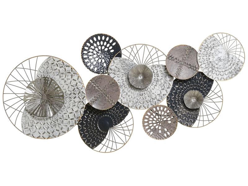 Wall Decor Circles Back and Silver Metal Wall Art Modern Style Beliani