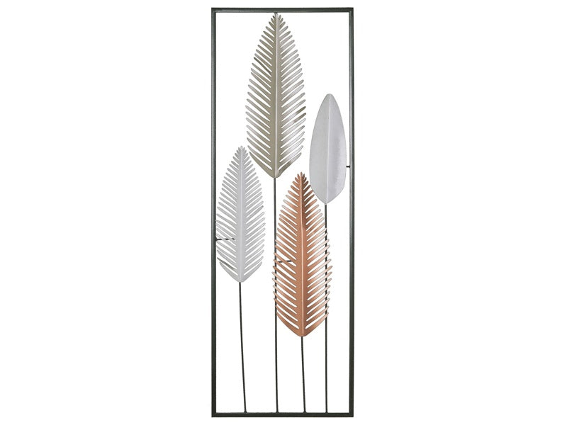 Wall Decor Feather Silver and Gold Metal Wall Art Modern Style Beliani