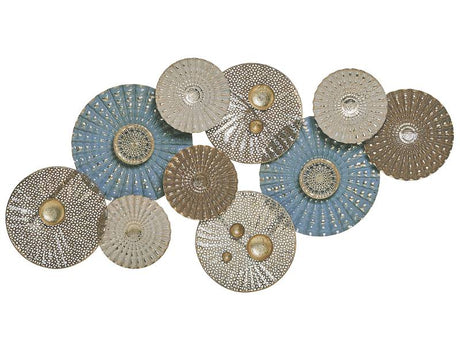 Wall Decor Circles Blue and Beige Metal Wall Art Modern Style Beliani