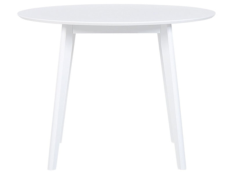 Dining Table White MDF ø 100 cm Round Top Wooden Legs Scandinavian Kitchen Table Beliani