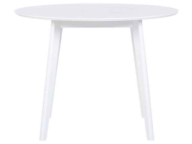 Dining Table White MDF ø 100 cm Round Top Wooden Legs Scandinavian Kitchen Table Beliani