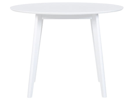 Dining Table White MDF  100 cm Round Top Wooden Legs Scandinavian Kitchen Table Beliani