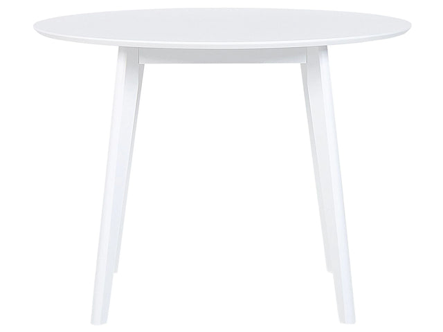Dining Table White MDF  100 cm Round Top Wooden Legs Scandinavian Kitchen Table Beliani