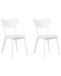 Set of 2 Dining Chairs White MDF Seat Rubberwood Legs Armless Curved Backrest Beliani