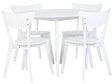 Dining Set White MDF Round Table and 4 Chairs Set for Dining Kitchen Wooden Legs Scandinavian Style Beliani