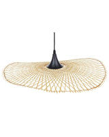 Pendant Lamp Light Wood Bamboo Oval Shade 60 cm Hanging Ceiling Lamp Beliani