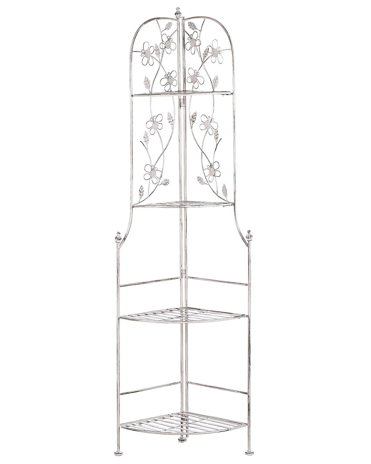 Garden Metal Corner Ladder Shelf Black Indoor Outdoor Bathroom Shelves for Plants  Beliani