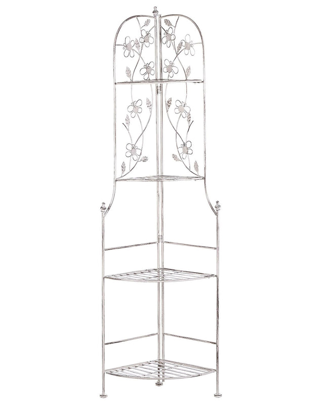 Garden Metal Corner Ladder Shelf Black Indoor Outdoor Bathroom Shelves for Plants  Beliani