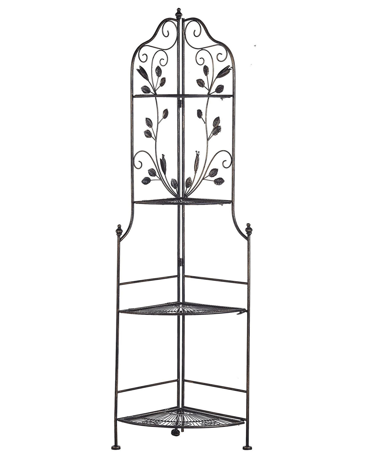 Garden Metal Corner Ladder Shelf Black Outdoor Indoor Bathroom Plant Shelves Beliani