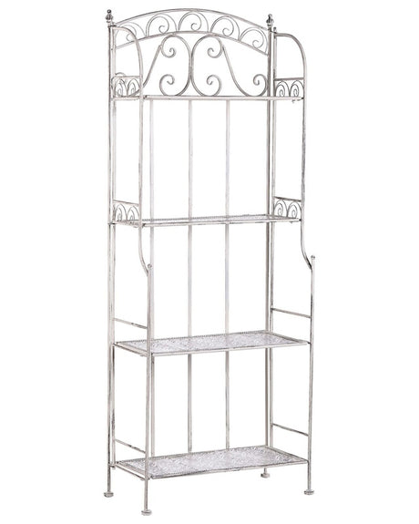 Plant Shelf Metal White 4 Shelves Garden Freestanding Outdoor Indoor Bathroom Garden Storage Beliani