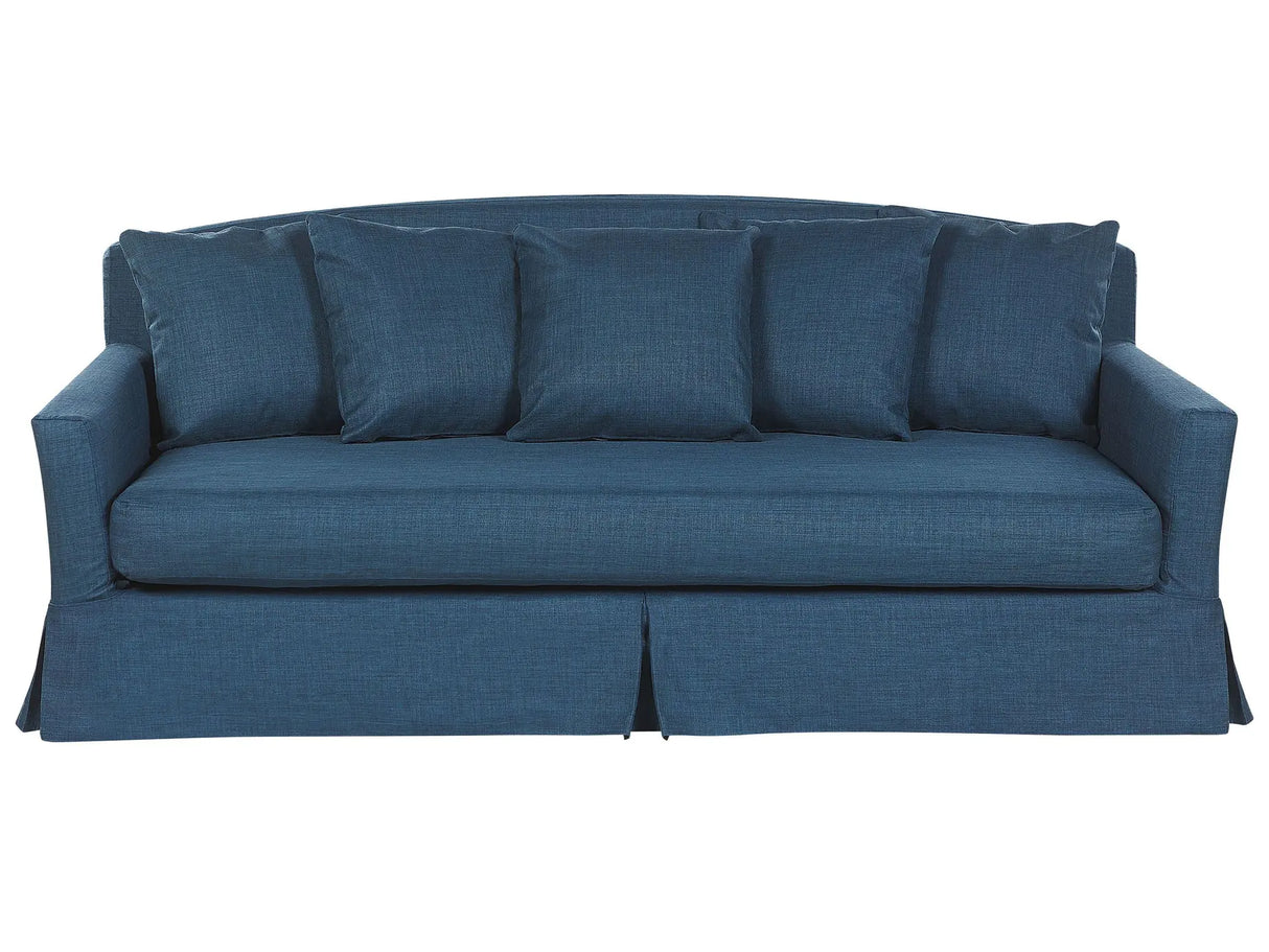 3 Seater Sofa Blue Polyester Fabric Skirted Loose Cushion Back Foam Filling Beliani