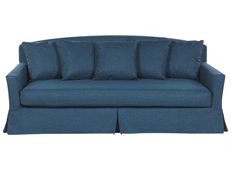 3 Seater Sofa Blue Polyester Fabric Skirted Loose Cushion Back Foam Filling Beliani