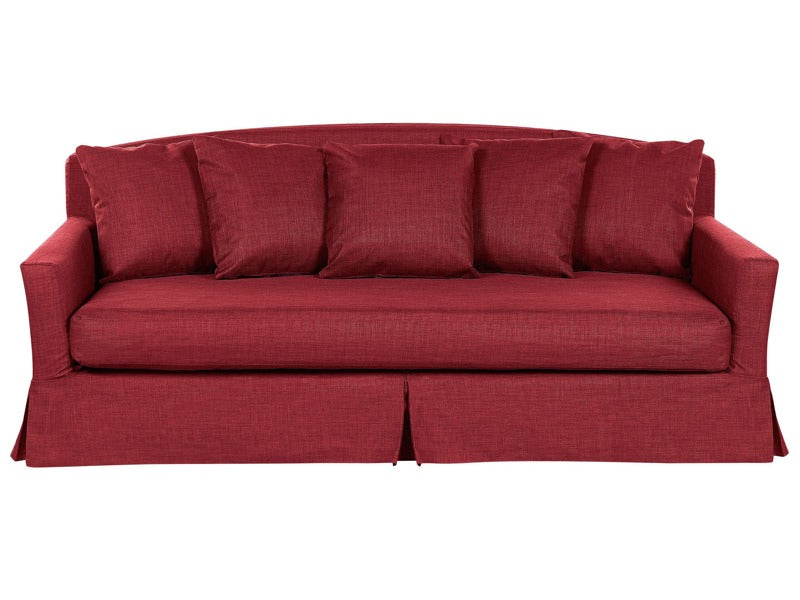 3 Seater Sofa Red Polyester Fabric Skirted Loose Cushion Back Foam Filling Beliani