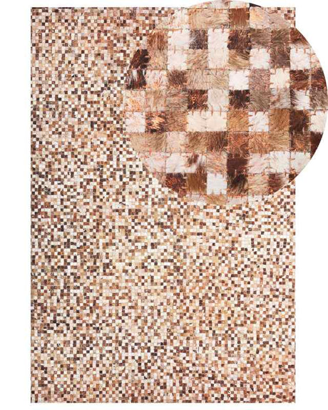 Area Rug Brown Cowhide Leather 160 x 230 cm Patchwork Handcrafted Modern Boho Beliani