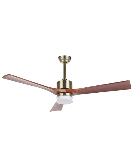 Ceiling Fan Light Brass Metal With Dark Wood Blades With Remote Control 3 Speed Light Timer Modern Style Beliani