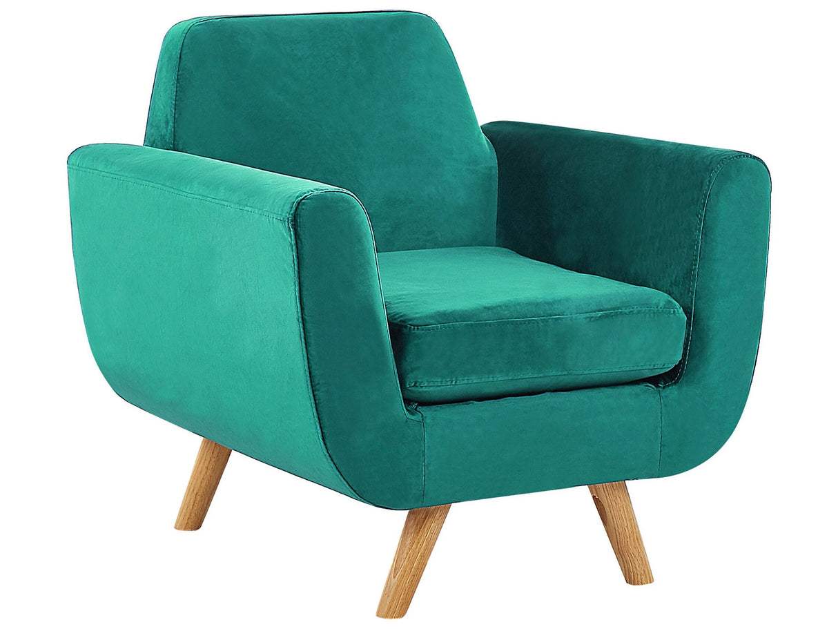 Armchair Grey Velvet Upholstery on Slanted Wooden Legs with Removable Cover Retro Style Beliani