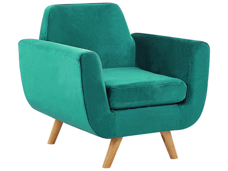 Armchair Grey Velvet Upholstery on Slanted Wooden Legs with Removable Cover Retro Style Beliani