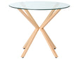 Round Dining Table Tempered Glass Top Light Wood  90 cm Scandinavian Beliani