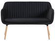 Kitchen Sofa Black Velvet Fabric Upholstery 2-Seater Metal Frame Light Wood Legs Bench Beliani