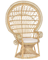 Peacock Chair Beige Rattan 150 x 68 cm Wicker Indoor Outdoor Seat Pillow High Back Beliani