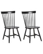 Set of 2 Dining Chairs Black Rubberwood Rustic Vintage High Spindle Back Painted Living Room Beliani