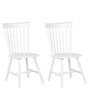 Set of 2 Dining Chairs White Rubberwood Rustic Vintage High Spindle Back Painted Living Room Beliani