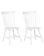 Set of 2 Dining Chairs White Rubberwood Rustic Vintage High Spindle Back Painted Living Room Beliani