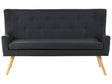 Kitchen Sofa Black Polyester Fabric Upholstery 2-Seater Wingback Tufted Light Wood Legs Beliani