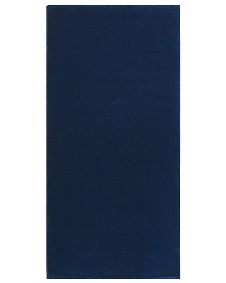 Rug Navy Blue Viscose 80 x 150 cm Hand Tufted Low Pile Modern Beliani