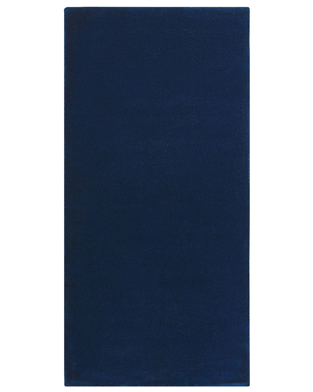 Rug Navy Blue Viscose 80 x 150 cm Hand Tufted Low Pile Modern Beliani