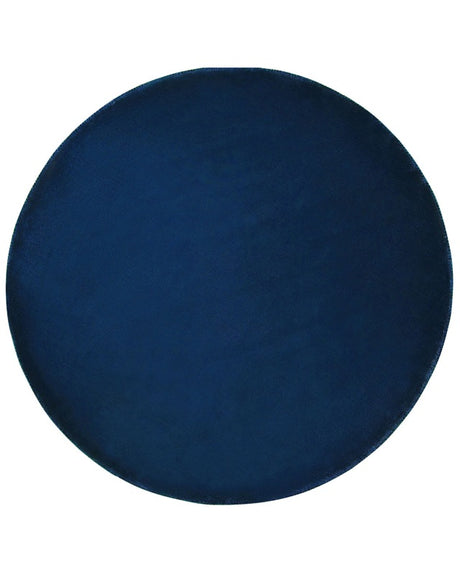 Rug Navy Blue Viscose Round 140 cm Hand Tufted Low Pile Modern Beliani