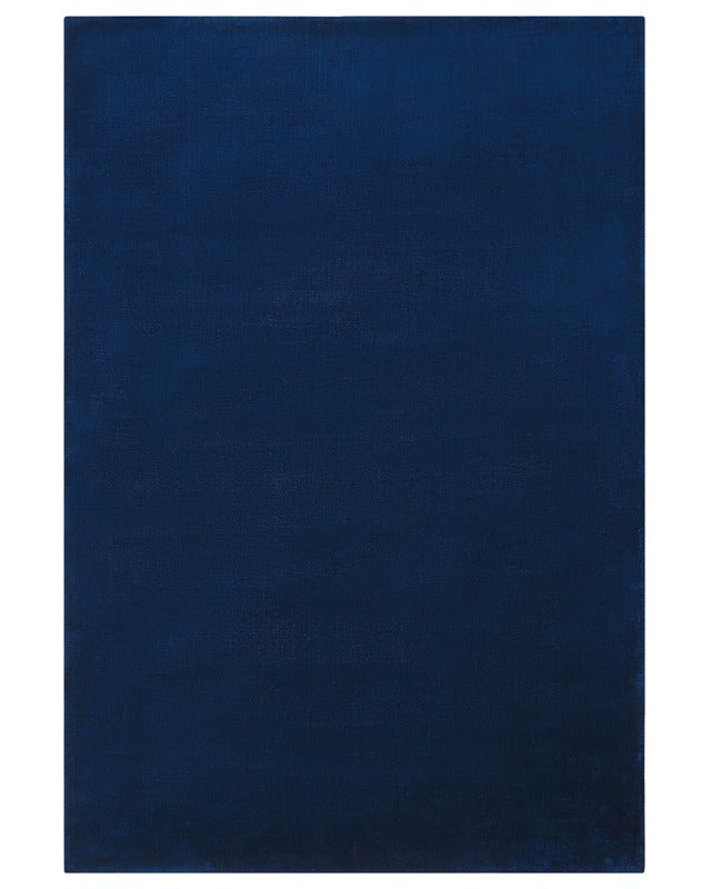 Rug Navy Blue Viscose 160 x 230 cm Hand Tufted Low Pile Modern Beliani