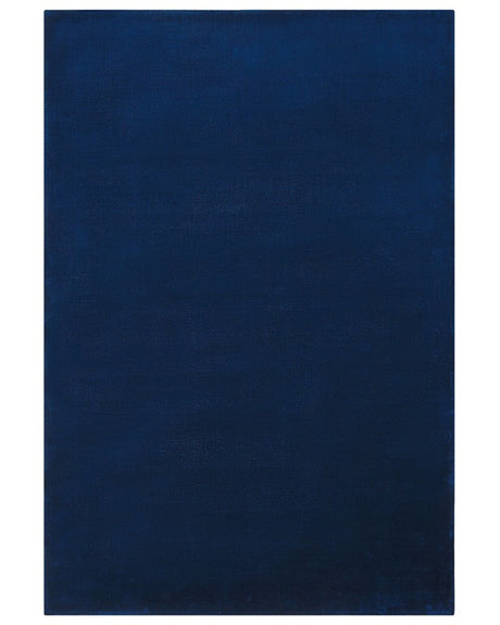 Rug Navy Blue Viscose 140 x 200 cm Hand Tufted Low Pile Modern Beliani