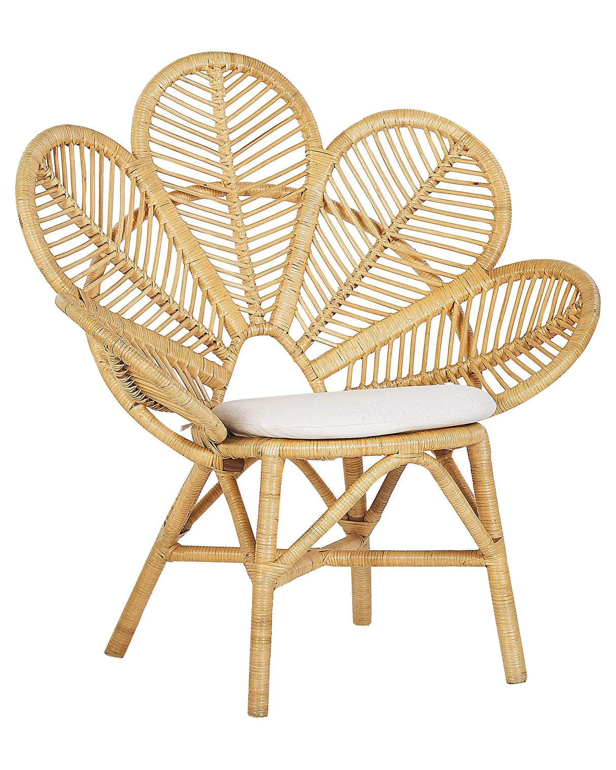 Peacock Chair Beige Rattan Cotton Seat Pad Garden Outdoor Indoor Boho Beliani