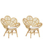 Set of 2 Peacock Chairs Beige Rattan Cotton Seat Pads Garden Outdoor Indoor Boho Beliani