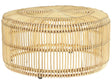 Coffee Table Light Wood Rattan  84 cm Iron Frame Drum Shape Outdoor Indoor Boho Rustic Beliani
