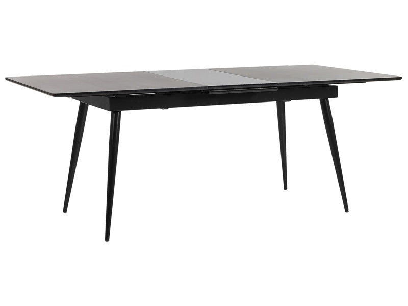 Dining Table Black MDF Metal Legs Extending 160/200 x 90 cm for 6 People Minimalist Design Beliani