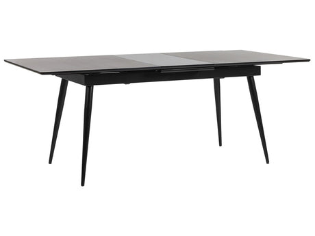 Dining Table Black MDF Metal Legs Extending 160/200 x 90 cm for 6 People Minimalist Design Beliani