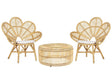 Bistro Set Beige Rattan 2 Chairs 1 Coffee Table Outdoor Indoor Cotton Seat Pads Boho Rustic Beliani