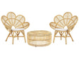Bistro Set Beige Rattan 2 Chairs 1 Coffee Table Outdoor Indoor Cotton Seat Pads Boho Rustic Beliani