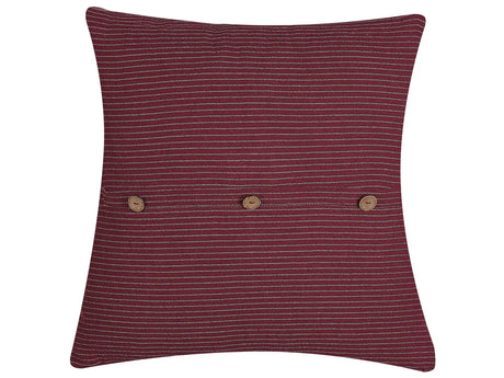 Decorative Cushion Red Striped Buttons Square 45 x 45 cm Modern Dcor Campanula Beliani