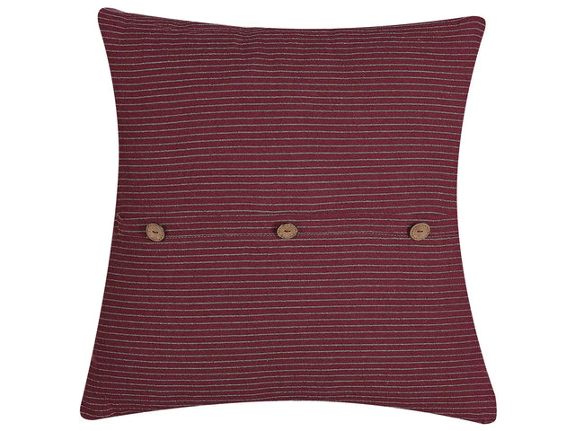 Decorative Cushion Red Striped Buttons Square 45 x 45 cm Modern Dcor Campanula Beliani