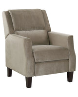 Recliner Chair Taupe Velvet Upholstery Push-Back Manually Adjustable Back and Footrest Retro Design Armchair Beliani