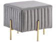 Footstool Grey Velvet Upholstered Ottoman Pouffe Gold Metal Legs 48 x 48 cm Square Seat Glamour  Beliani