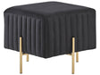 Footstool Black Velvet Upholstered Ottoman Pouffe Gold Metal Legs 48 x 48 cm Square Seat Glamour  Beliani